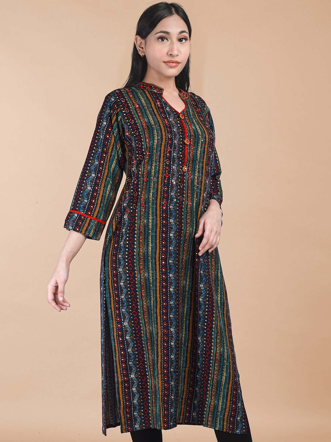 

MAAHI FABS Bandhani Printed Straight Cotton kurta, Green