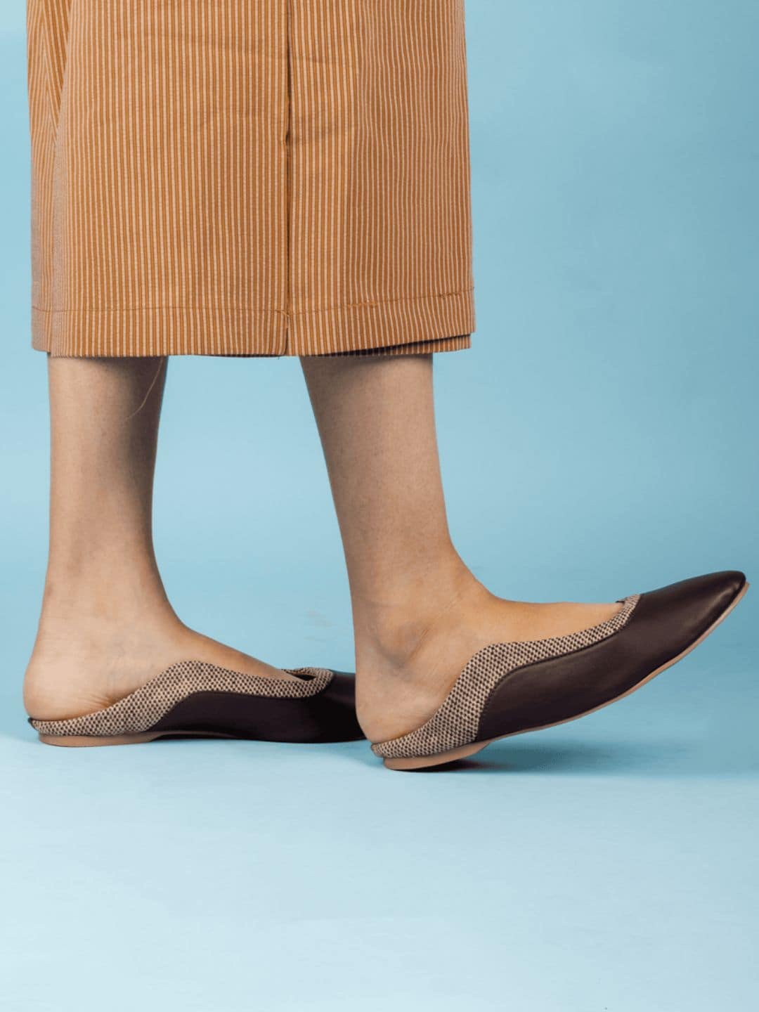 RIVR Textured Pointed Toe Mules, Brown