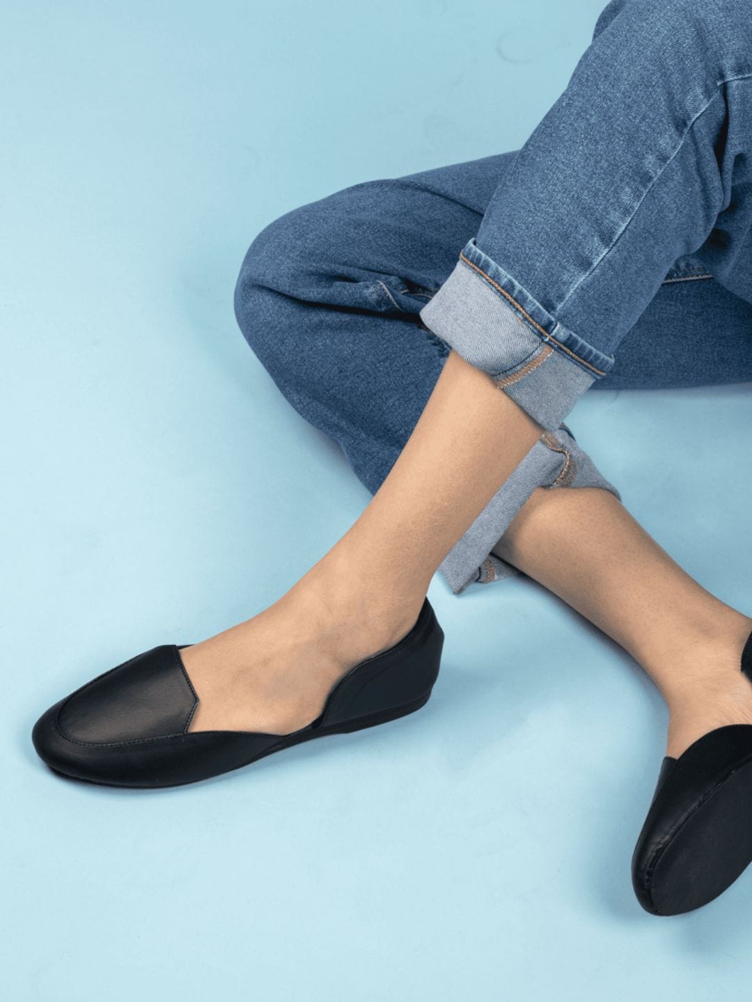 

RIVR Round Toe Slip-On Ballerinas, Black