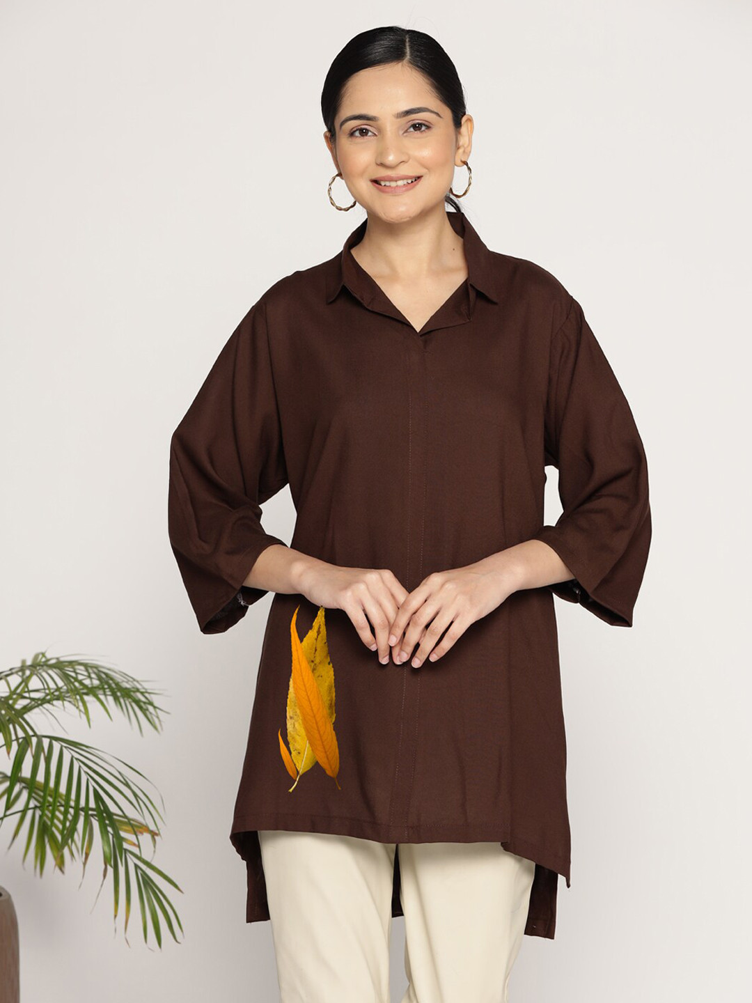 

LetsDressUp Shirt Collar Tunics, Coffee brown
