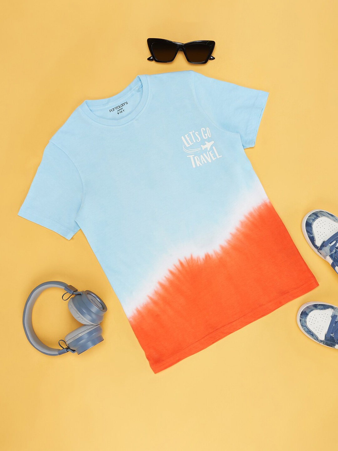 Pantaloons Junior Boys Ombre Printed Cotton T-shirt, Blue
