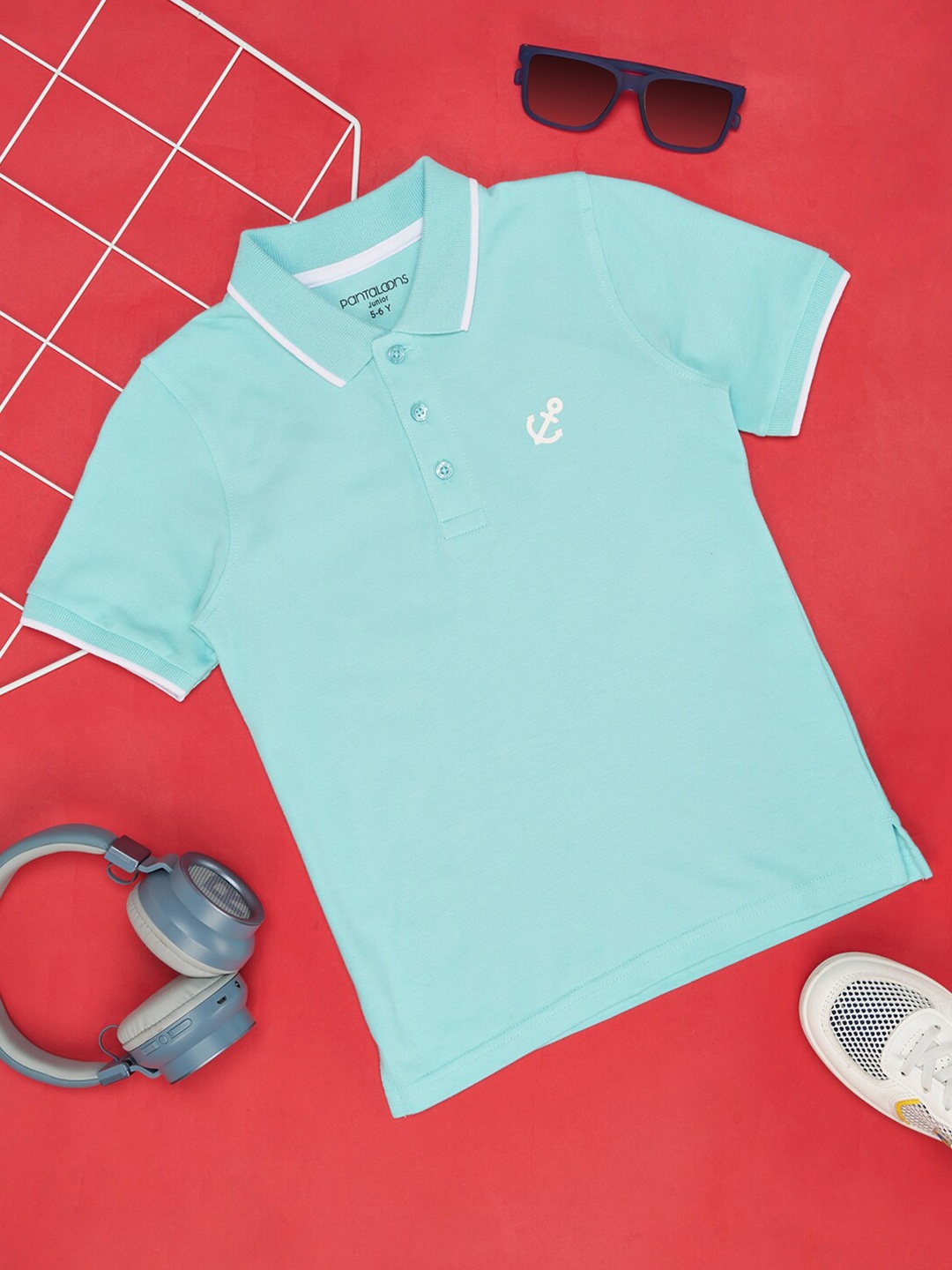 

Pantaloons Junior Boys Polo Collar Cotton T-shirt, Blue