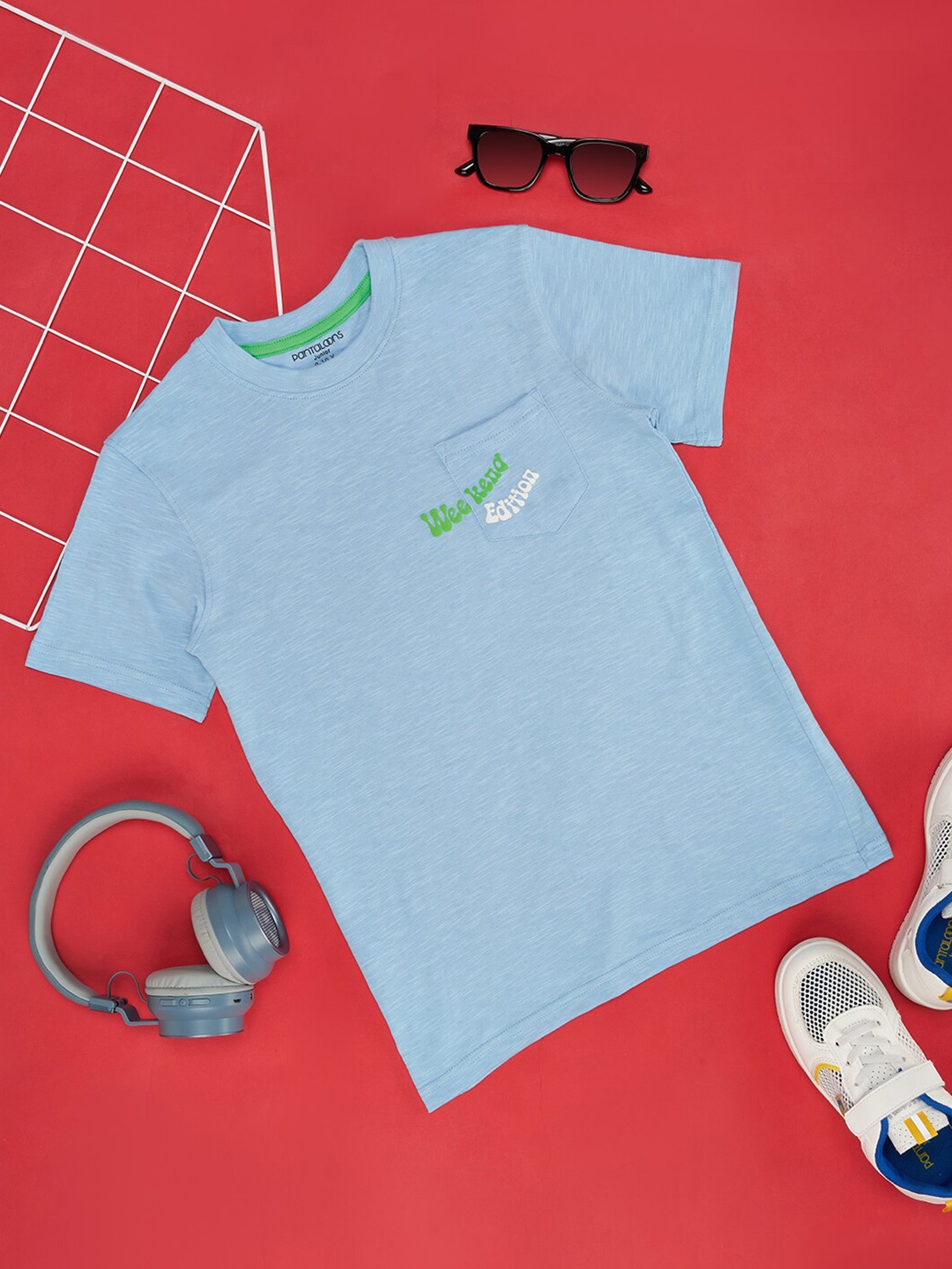 

Pantaloons Junior Boys Round Neck Cotton T-shirt, Blue