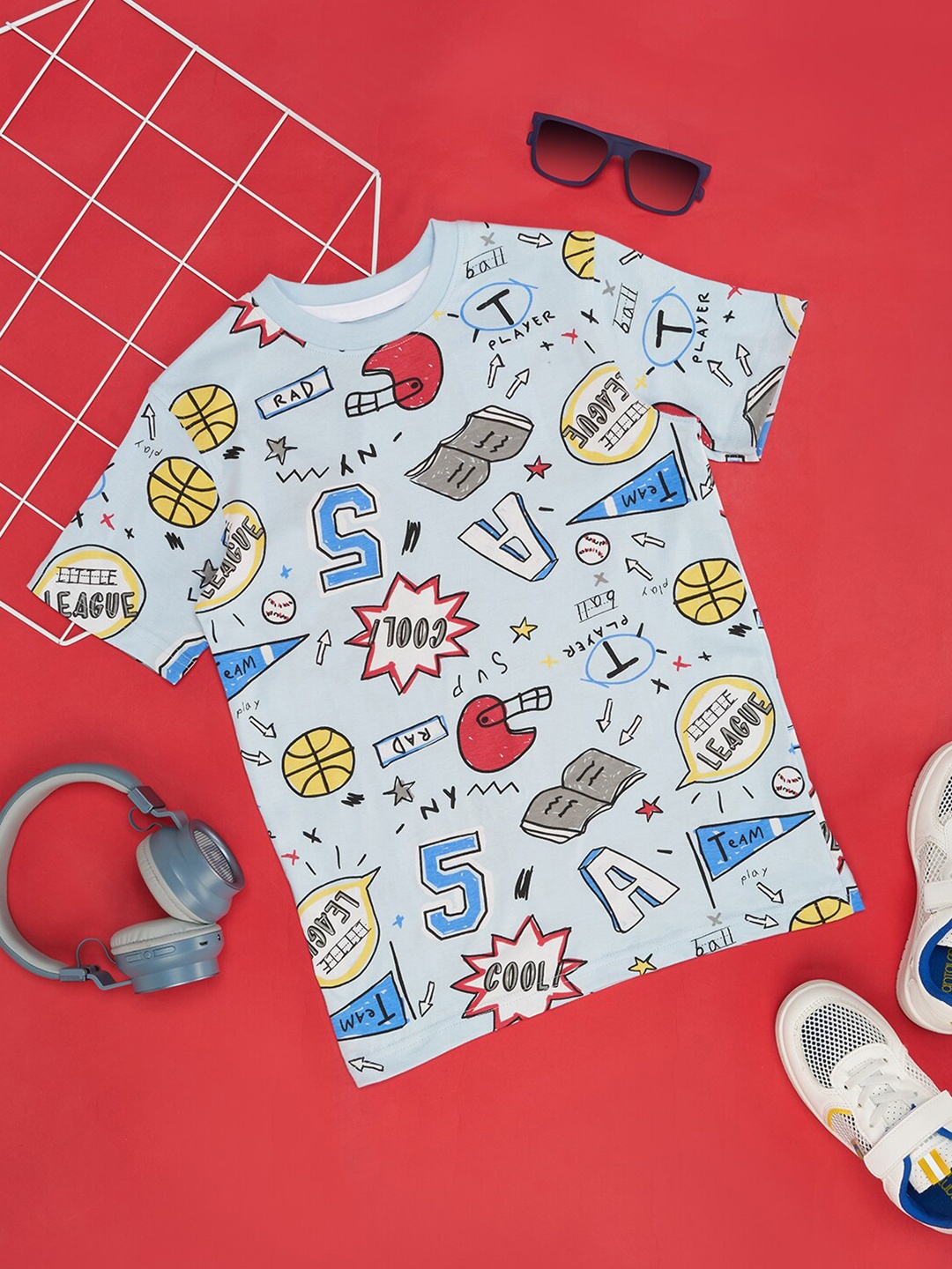 

Pantaloons Junior Boys Conversational Printed Cotton T-shirt, Grey