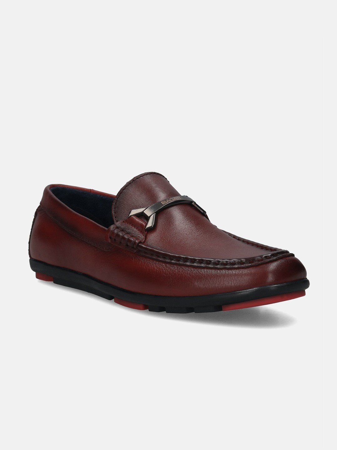 

BAGATT Corrado Men Textured Leather Loafers, Red
