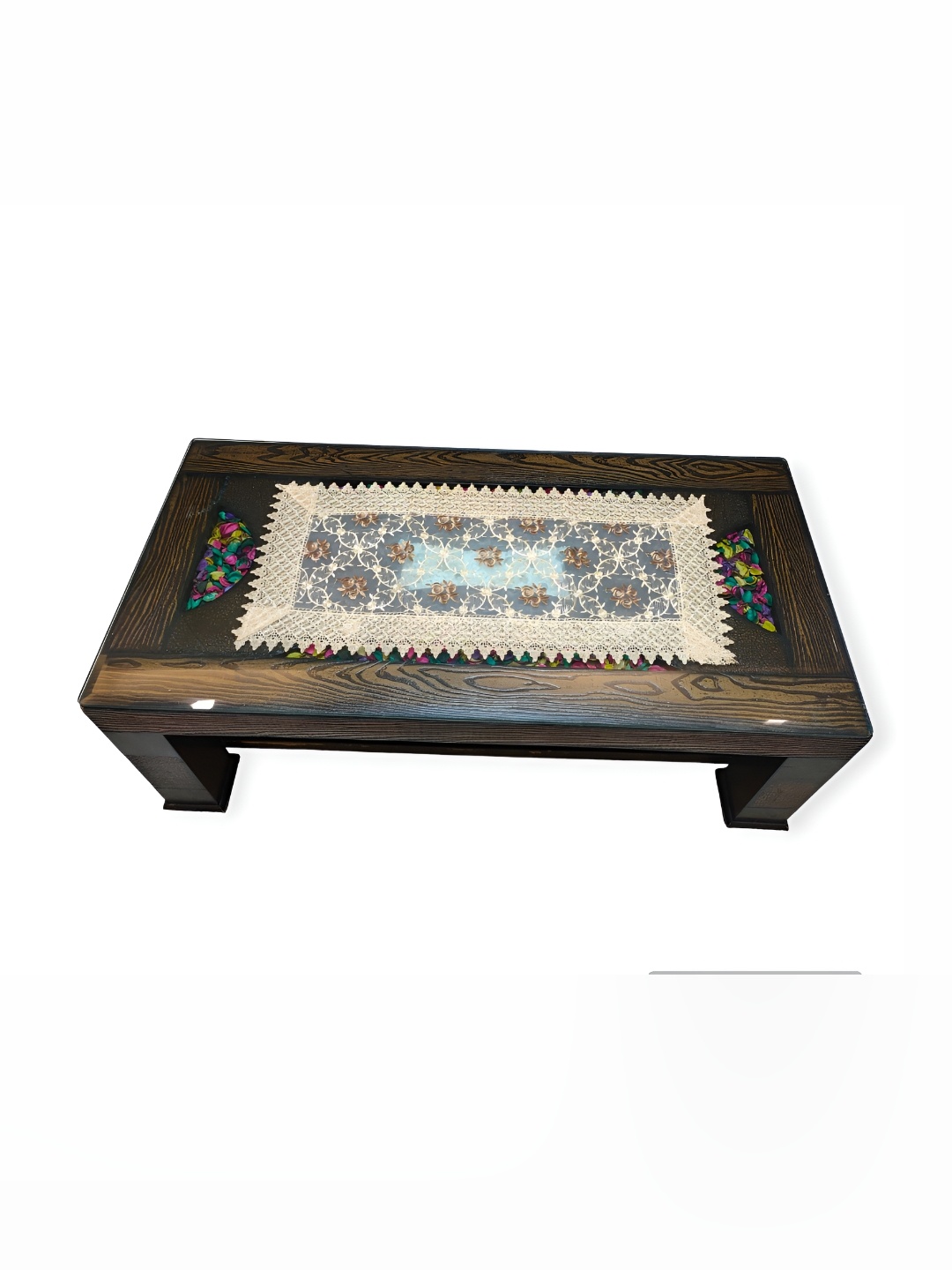 TANLOOMS Brown & Beige Embroidered Rectangular Table Runner