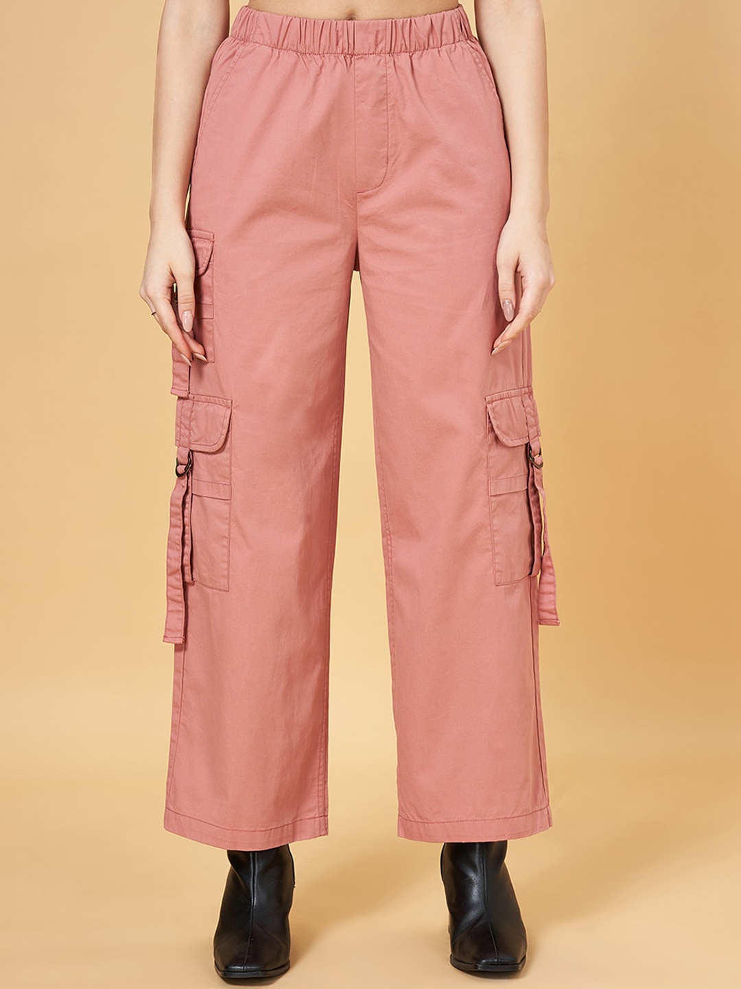 

SF JEANS by Pantaloons Women High-Rise Cargos Trouser, Rust