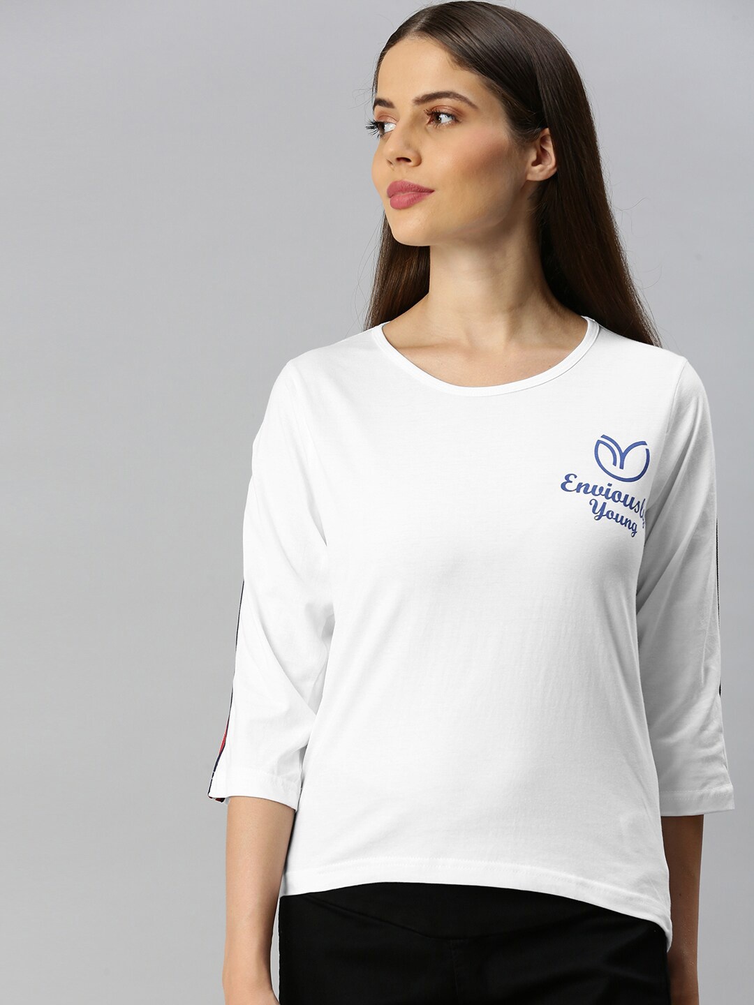 

Enviously Young Round Neck Pure Cotton T-shirt, White