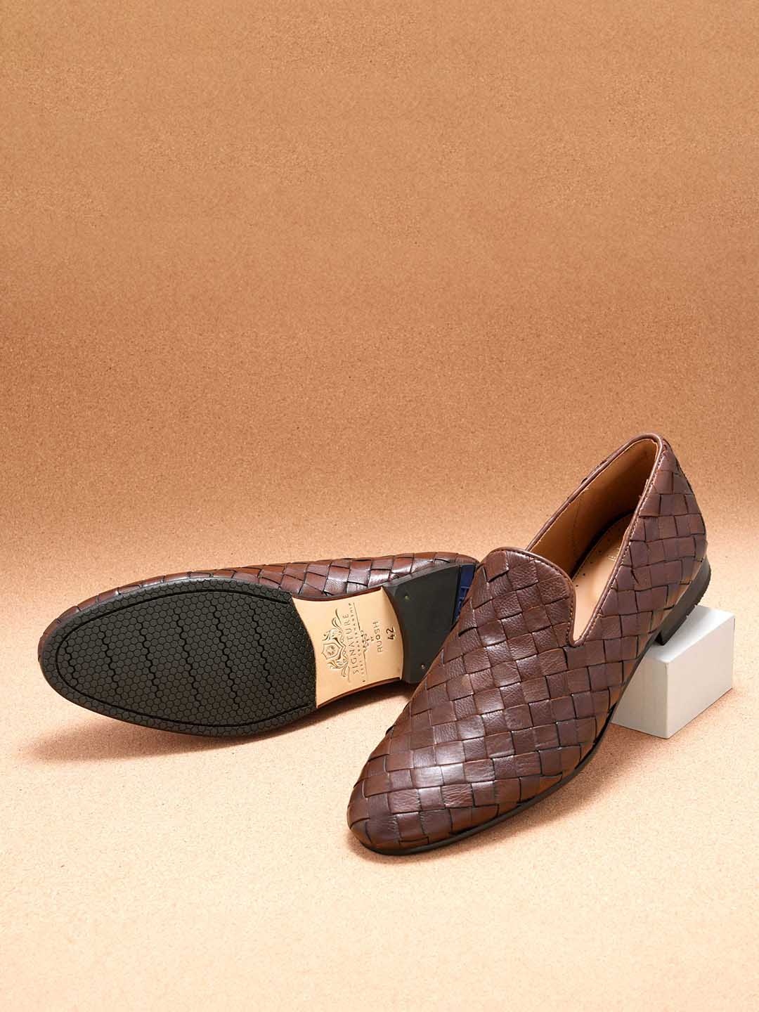 

Ruosh Men Textured Formal Slip-On Shoes, Tan