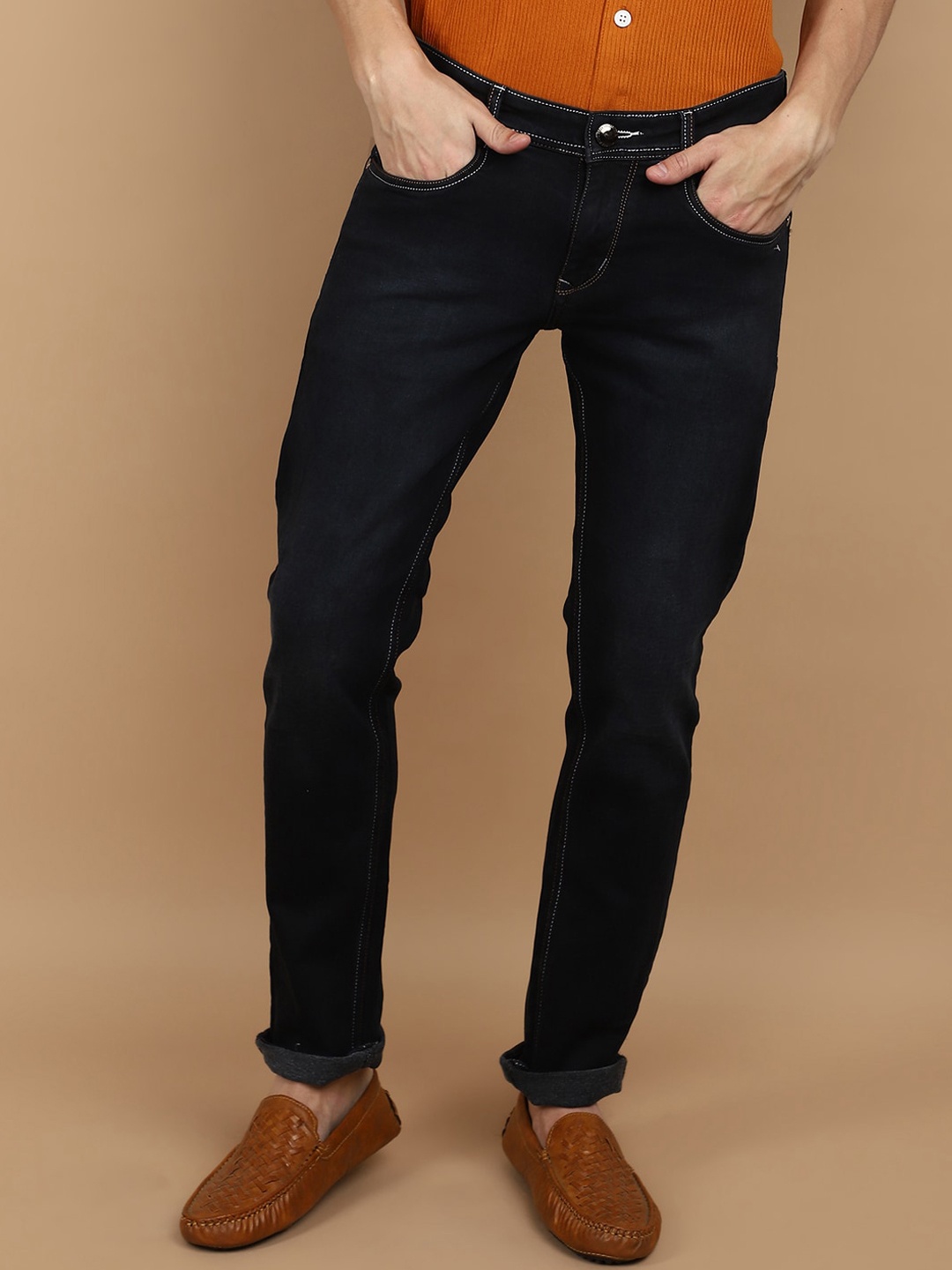 

V-Mart Men Slim Fit Clean Look Cotton Jeans, Black