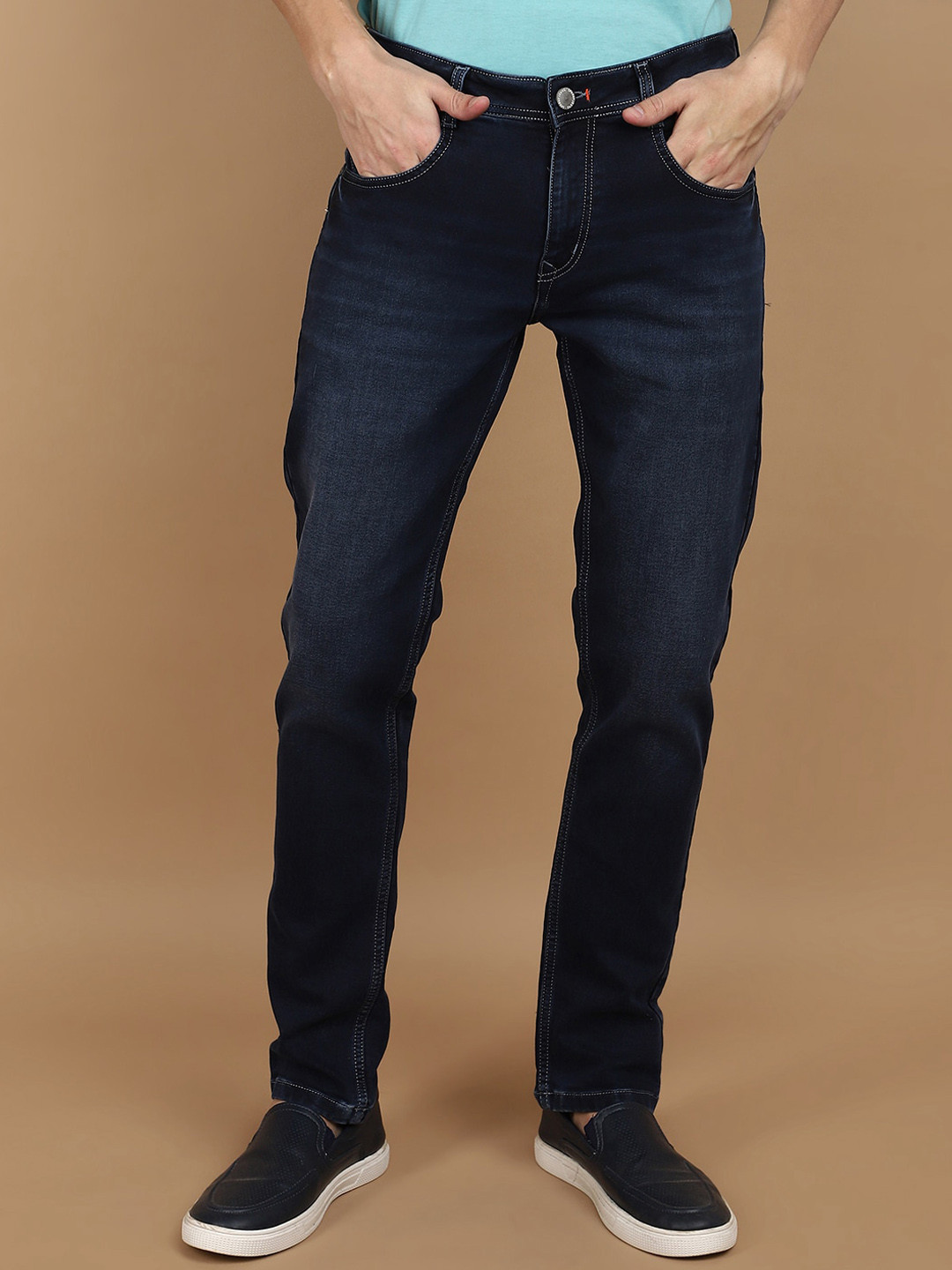 

V-Mart Men Slim Fit Mid-Rise Clean Look Cotton Jeans, Blue