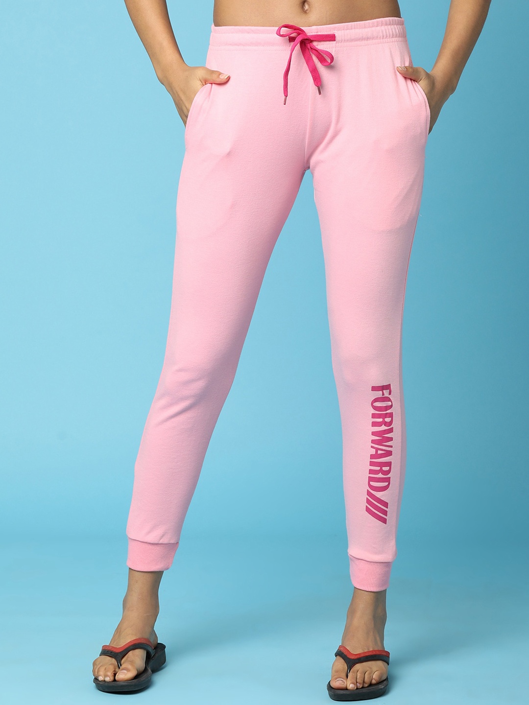 

V-Mart Women Typography Printed Joggers, Pink