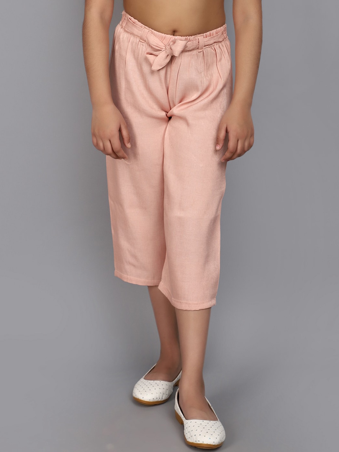 

V-Mart Girls Mid-Rise Cotton Capris, Peach