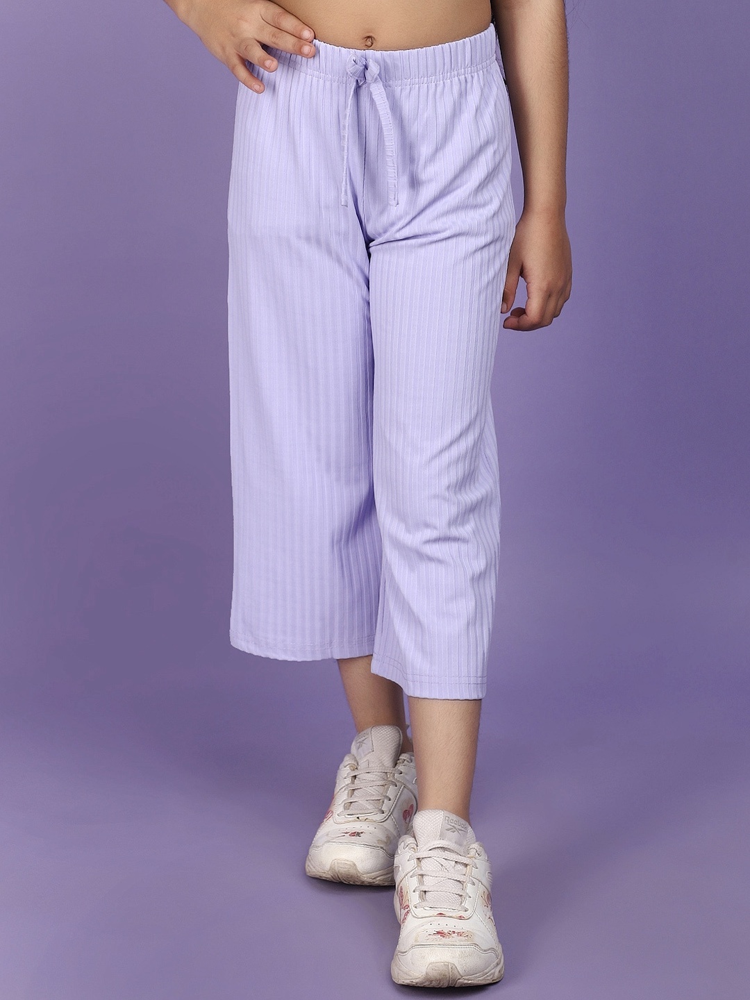 

V-Mart Girls Self Design Cropped Cotton Trouser, Purple