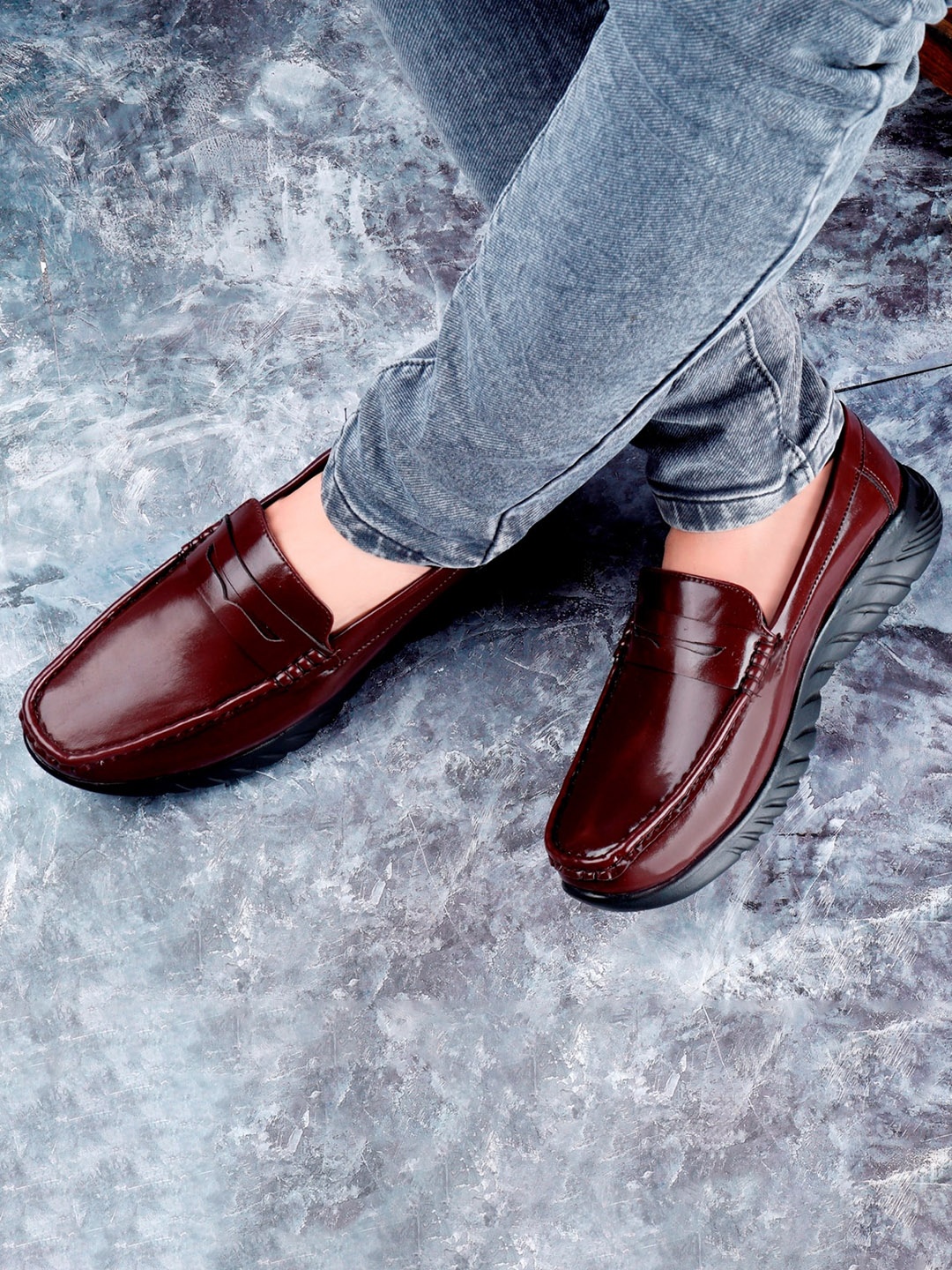 

Bxxy Men Square Toe Penny Loafers, Brown