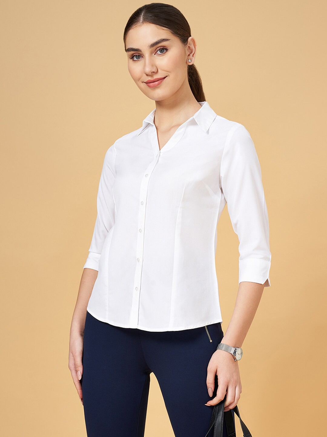 

Annabelle by Pantaloons Spread Collar Formal Shirt, Off white