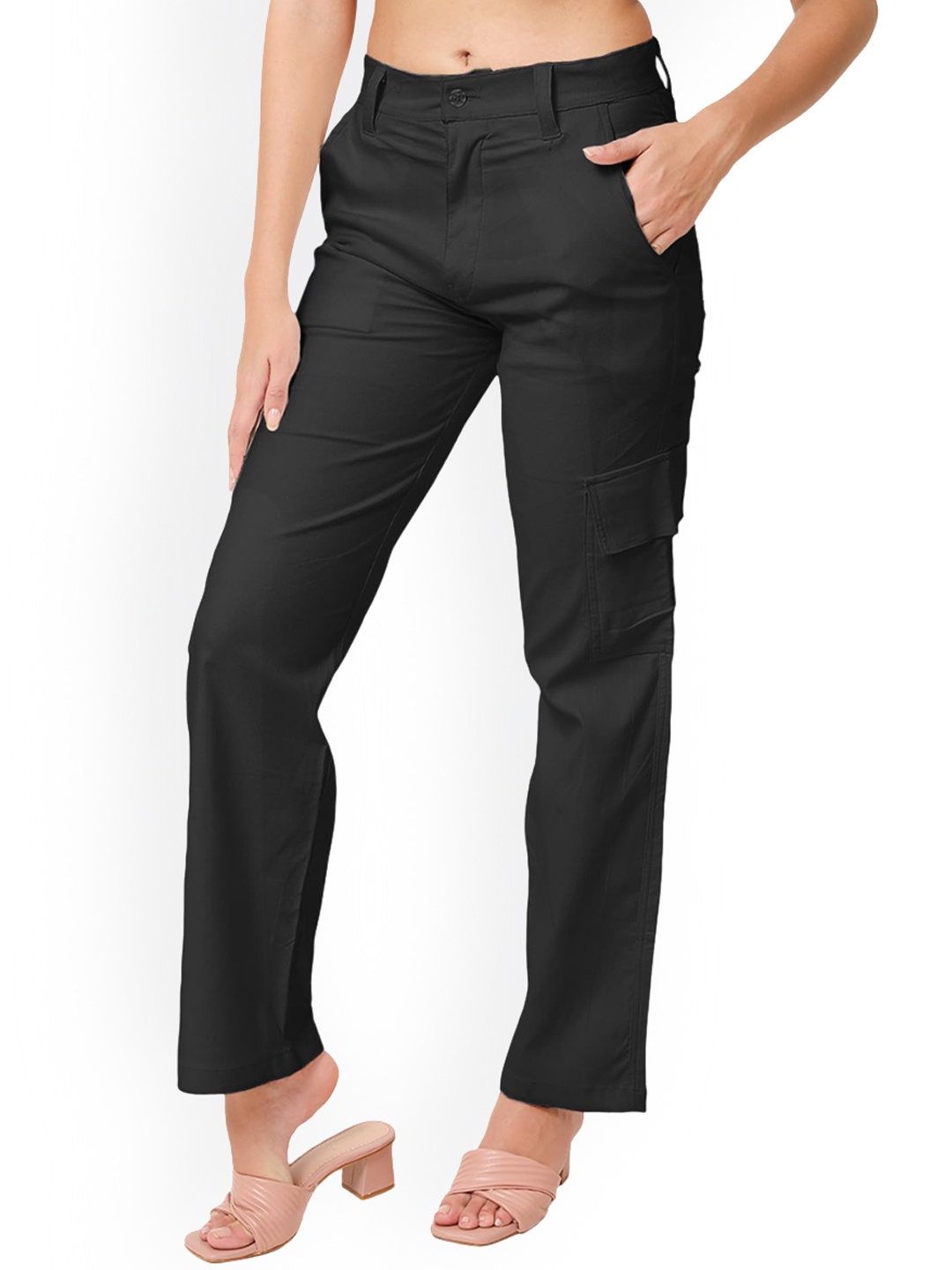 CareDone Women Straight Fit High-Rise Stretchable Jeans, Black