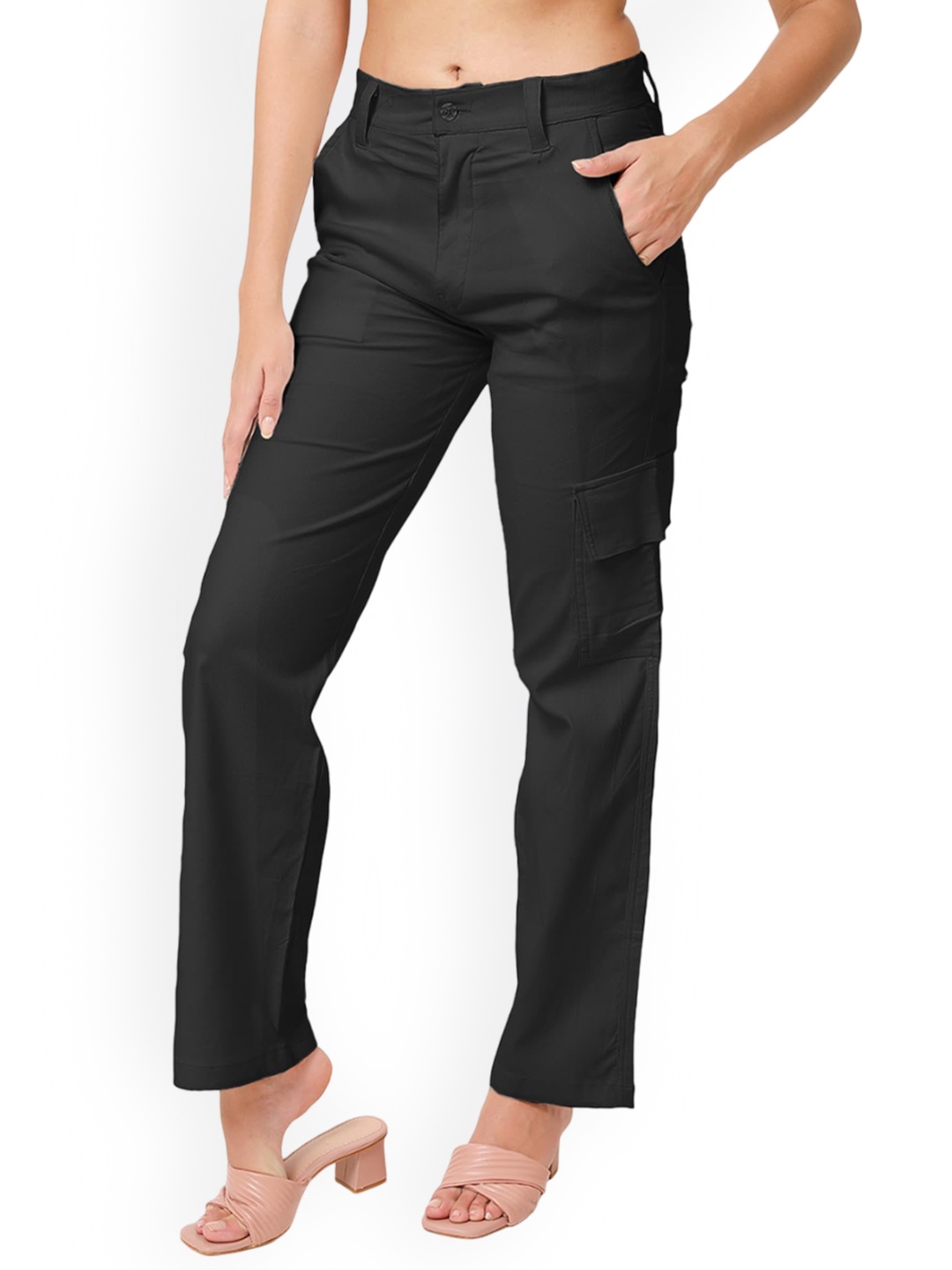 

CareDone Women Straight Fit High-Rise Stretchable Jeans, Black