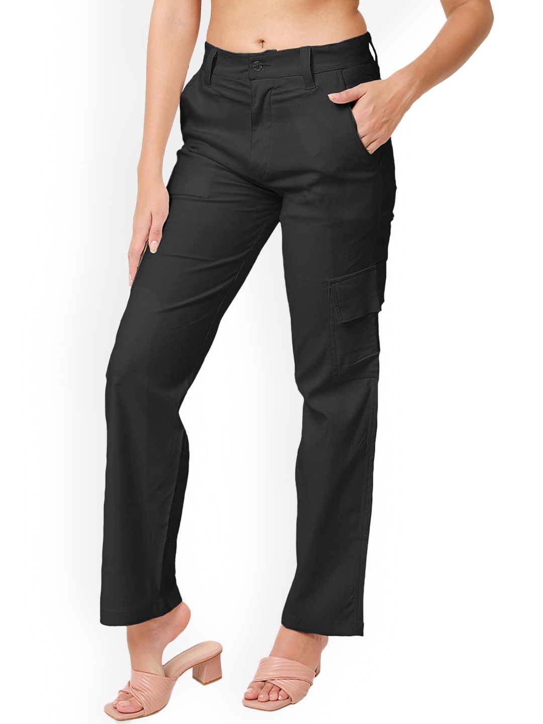 

CareDone Women Straight Fit High-Rise Stretchable Jeans, Black