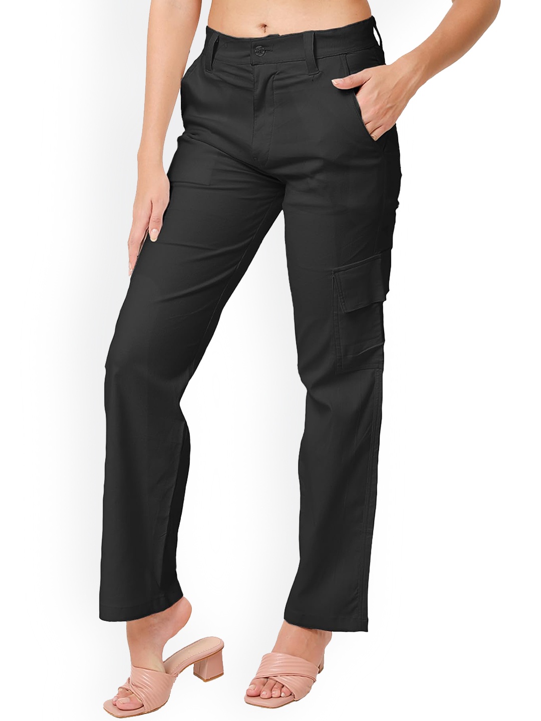 

CareDone Women Straight Fit High-Rise Stretchable Jeans, Black