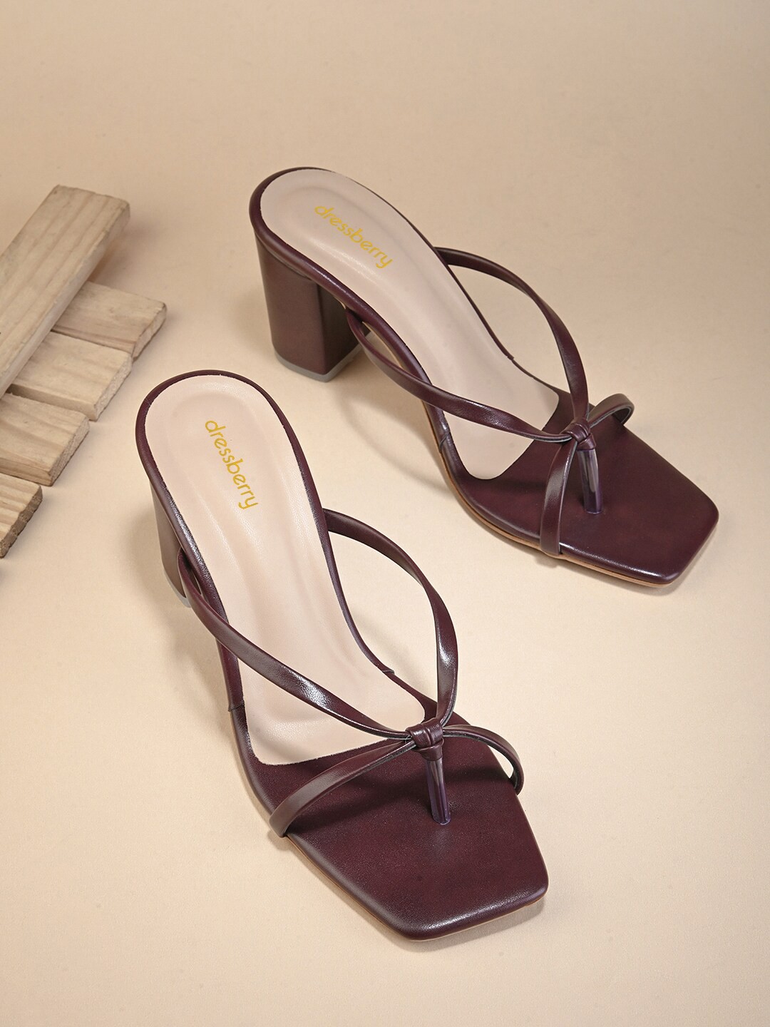 

DressBerry Maroon Open Toe Block Heels
