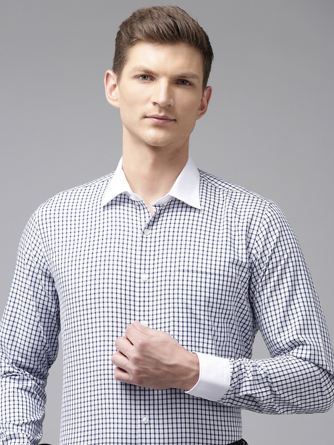 

Van Heusen Slim Fit Checked Formal Shirt, Navy blue