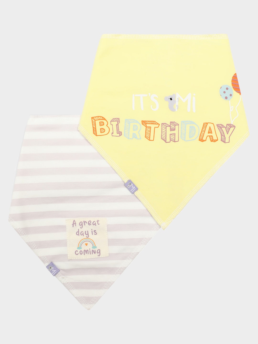 

MiArcus Infants Pack Of 2 Printed Bibs, Yellow