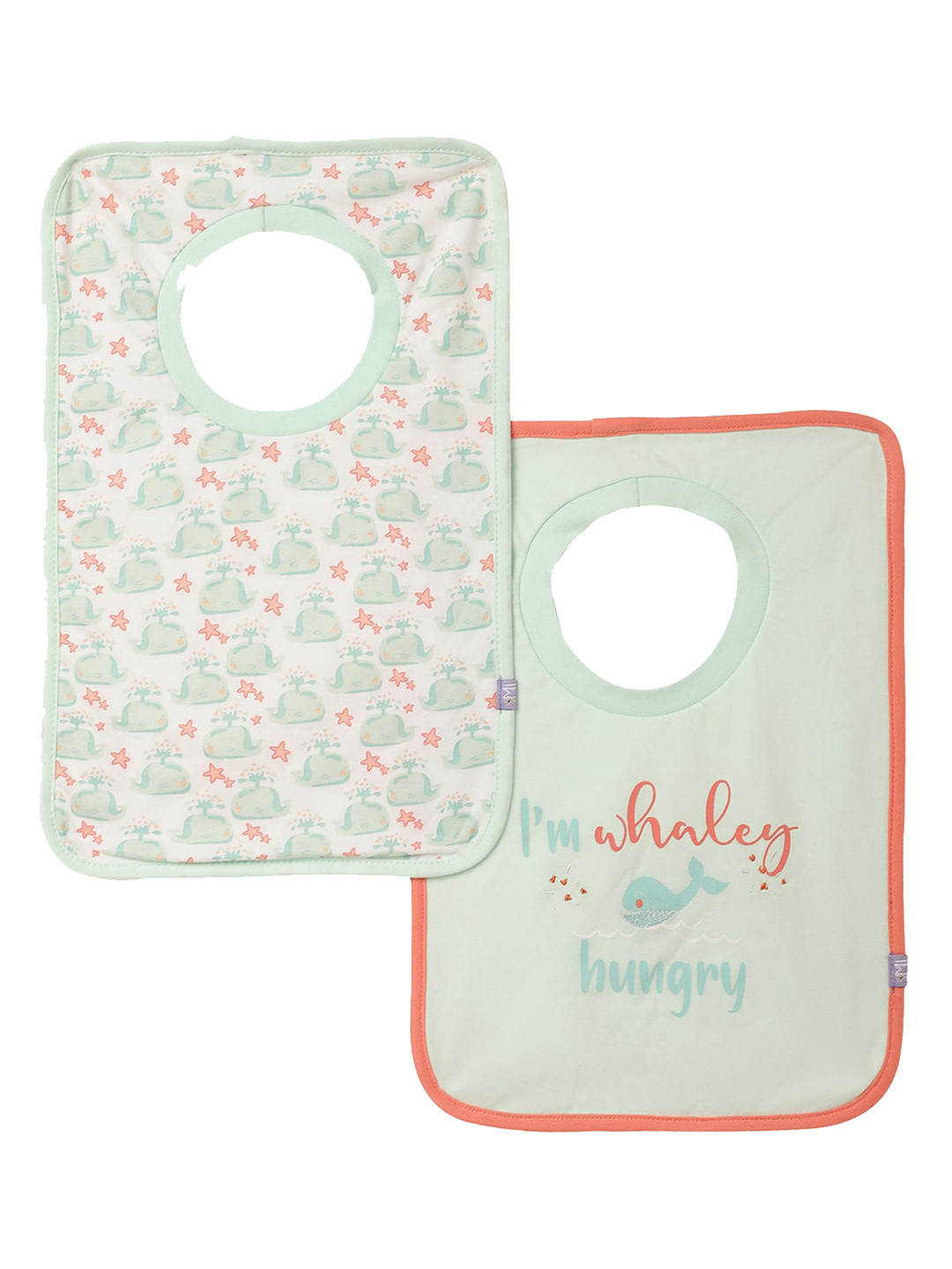 

MiArcus Infants Pack Of 2 Printed Cotton Bibs, Green