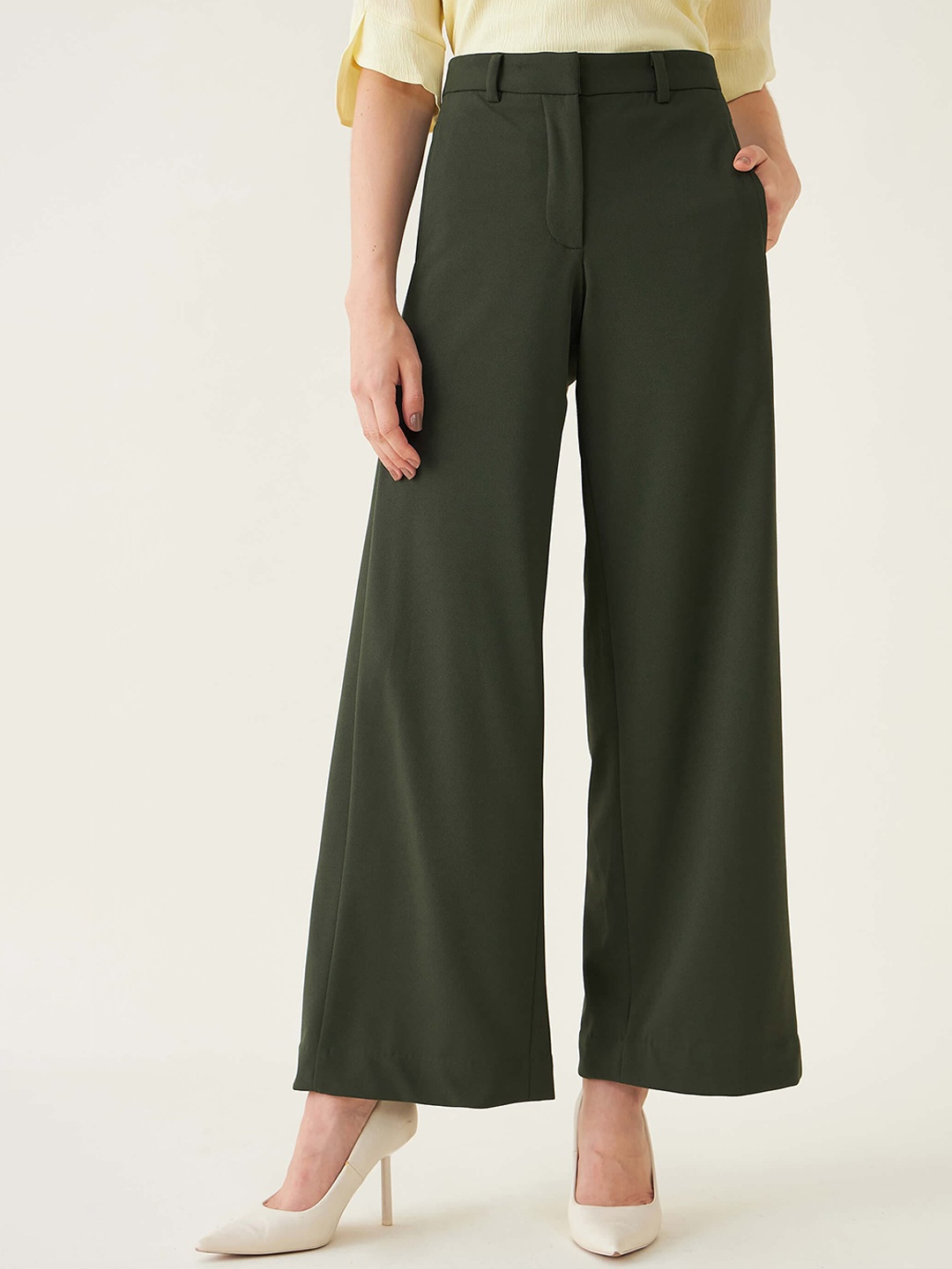 

SALT ATTIRE Women Tailored High-Rise Parallel Trouser, Green