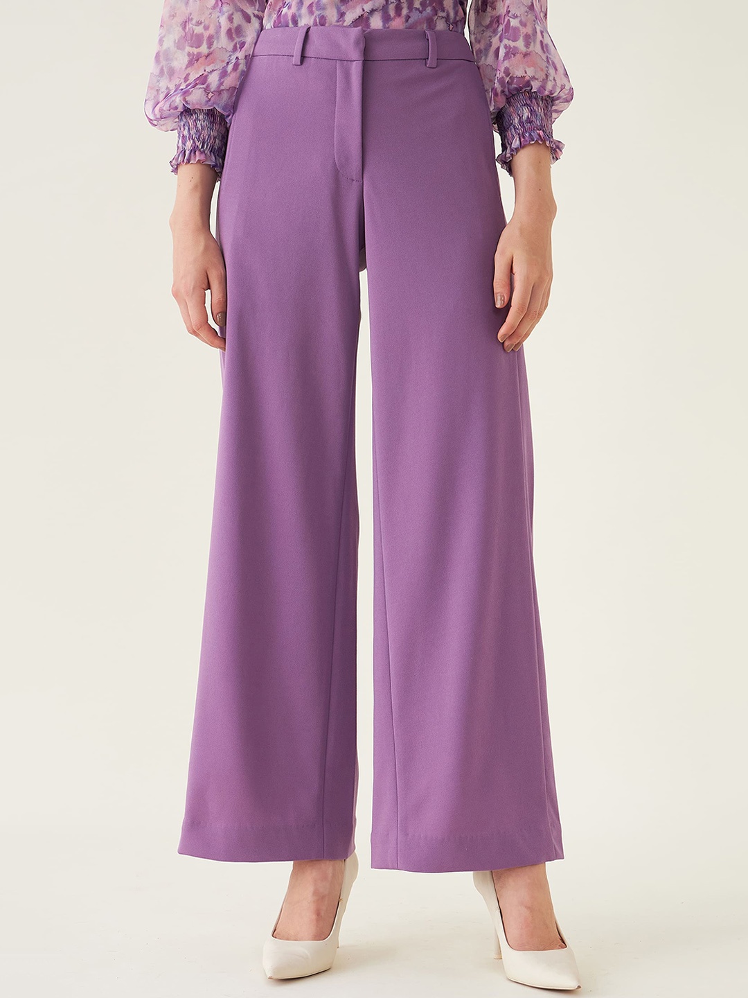 

SALT ATTIRE Women Tailored High-Rise Formal Trouser, Purple