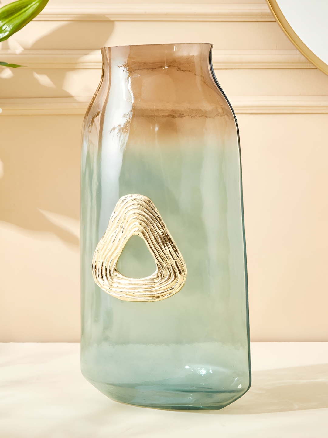 Home Centre Eternity Viva Green & Brown Printed Glass Vases