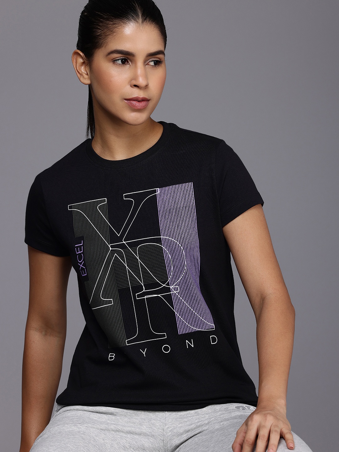 

HRX by Hrithik Roshan Lifestyle Typography Printed Pure Cotton T-shirt, Black