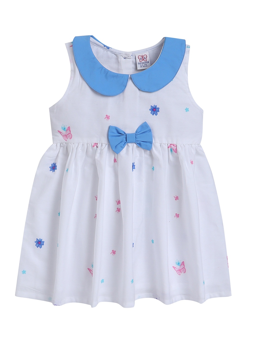 mama & bebe Infant Conversational Printed Peter Pan Collar A-Line Dress, Blue