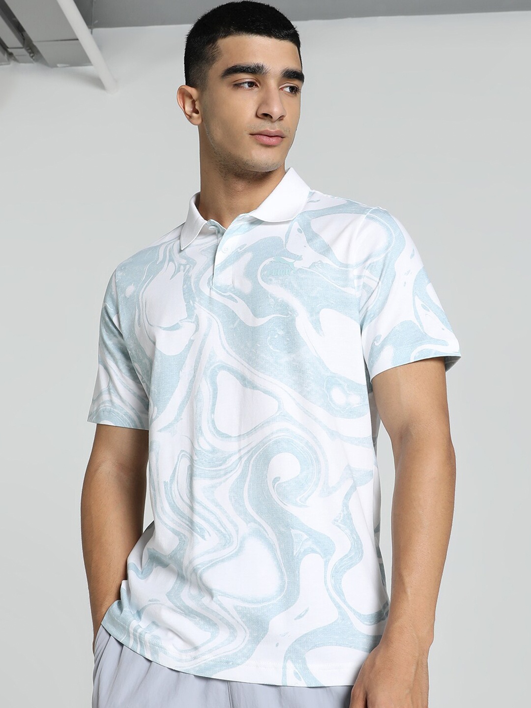 

Puma Men Classics Aop Polo M Printed Tshirt, White