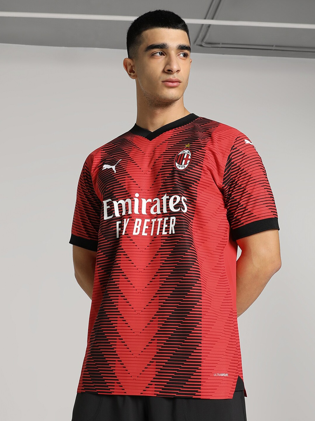 

Puma Men Acm Home Authentic Printed Football Jersey, Red