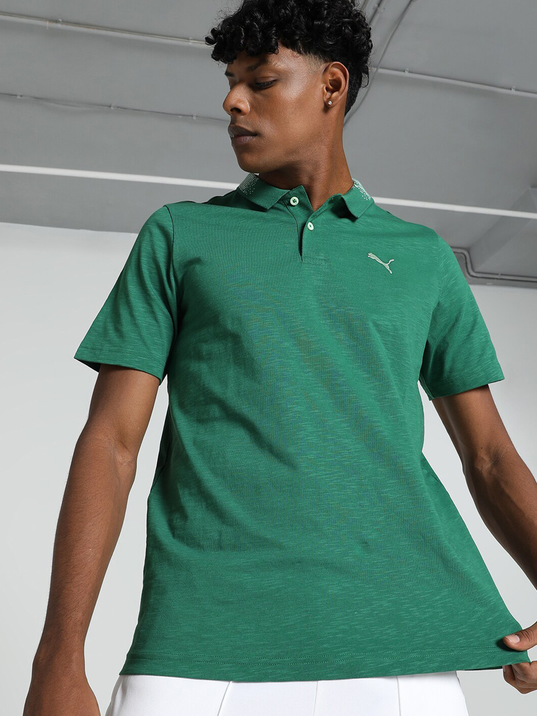 

Puma Slub Cotton Polo T-Shirt, Green