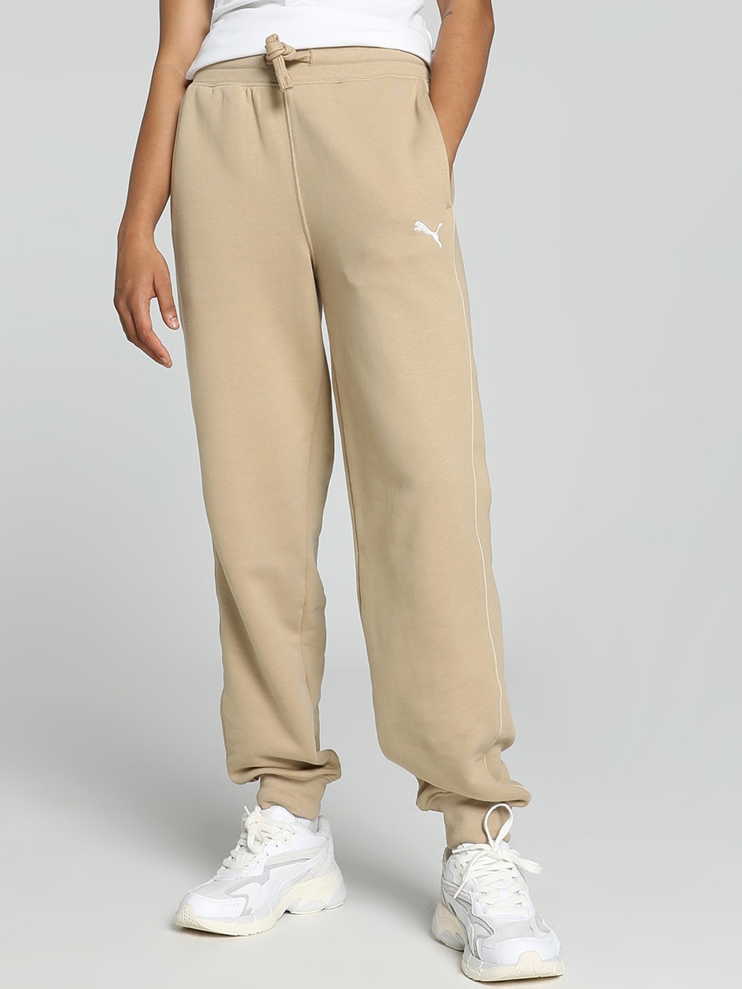 

Puma HER Women's High-Waist Track Pants, Beige