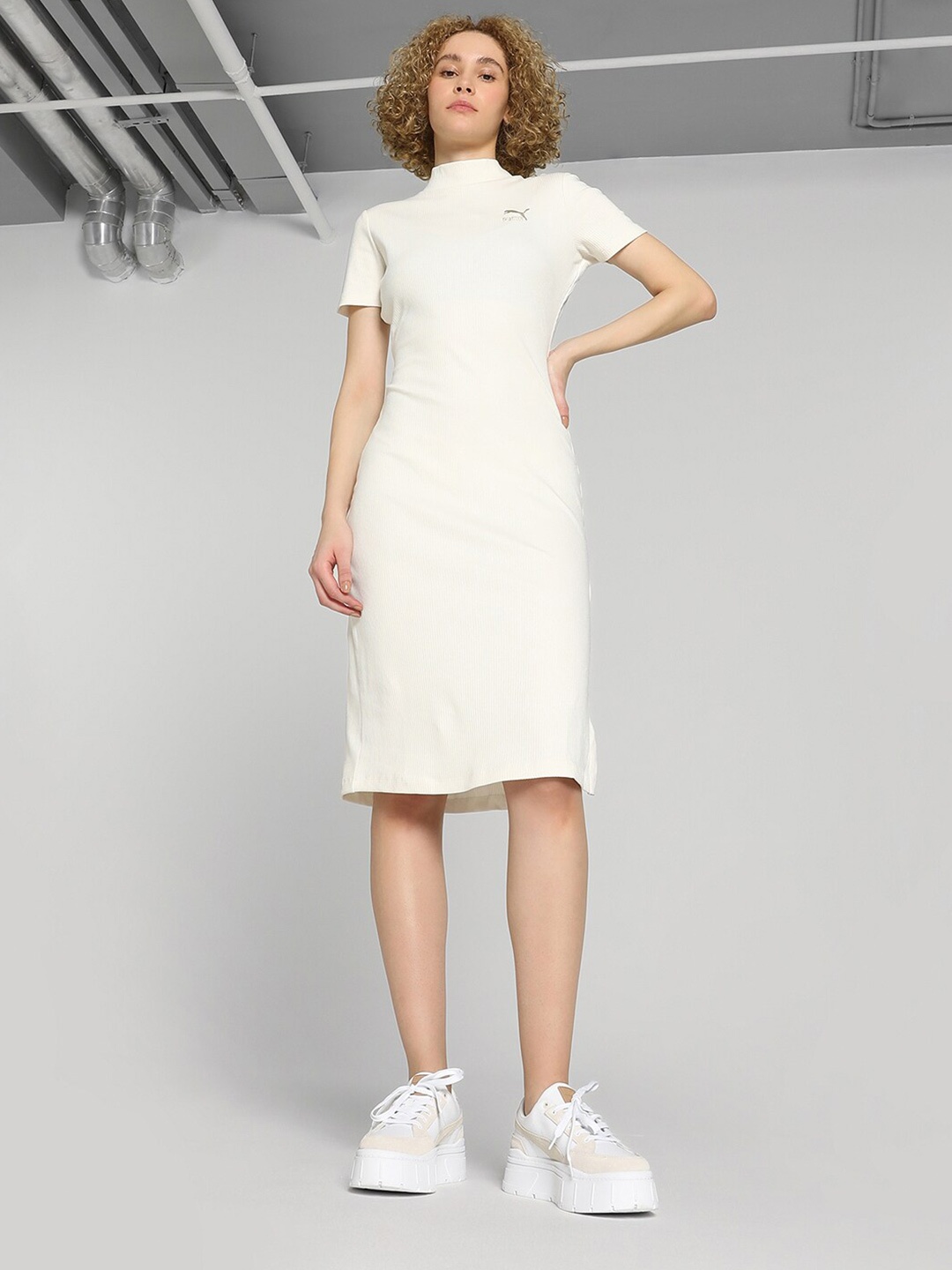 Puma Classics Ribbed Dress, Off white