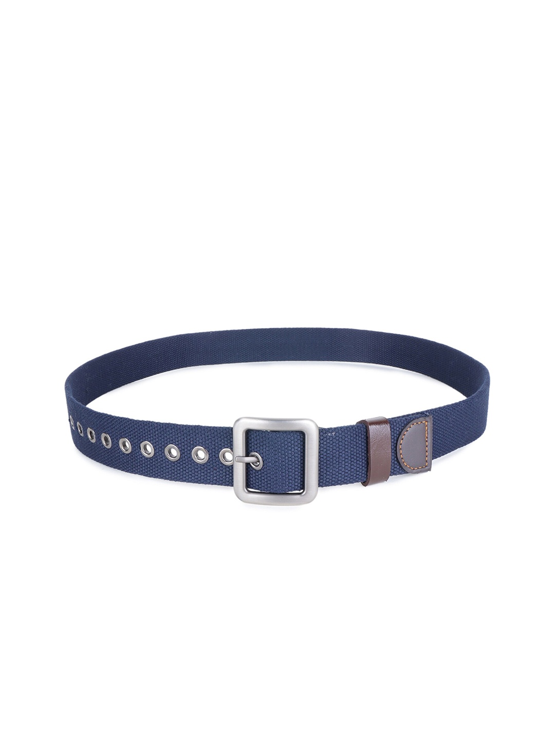Zacharias Men Textured Cotton Belt, Blue