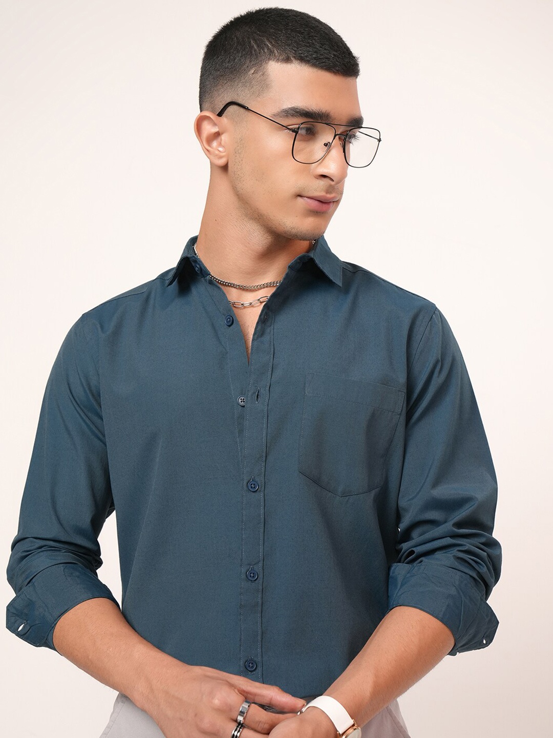 

HIGHLANDER Slim Fit Casual Shirt, Teal