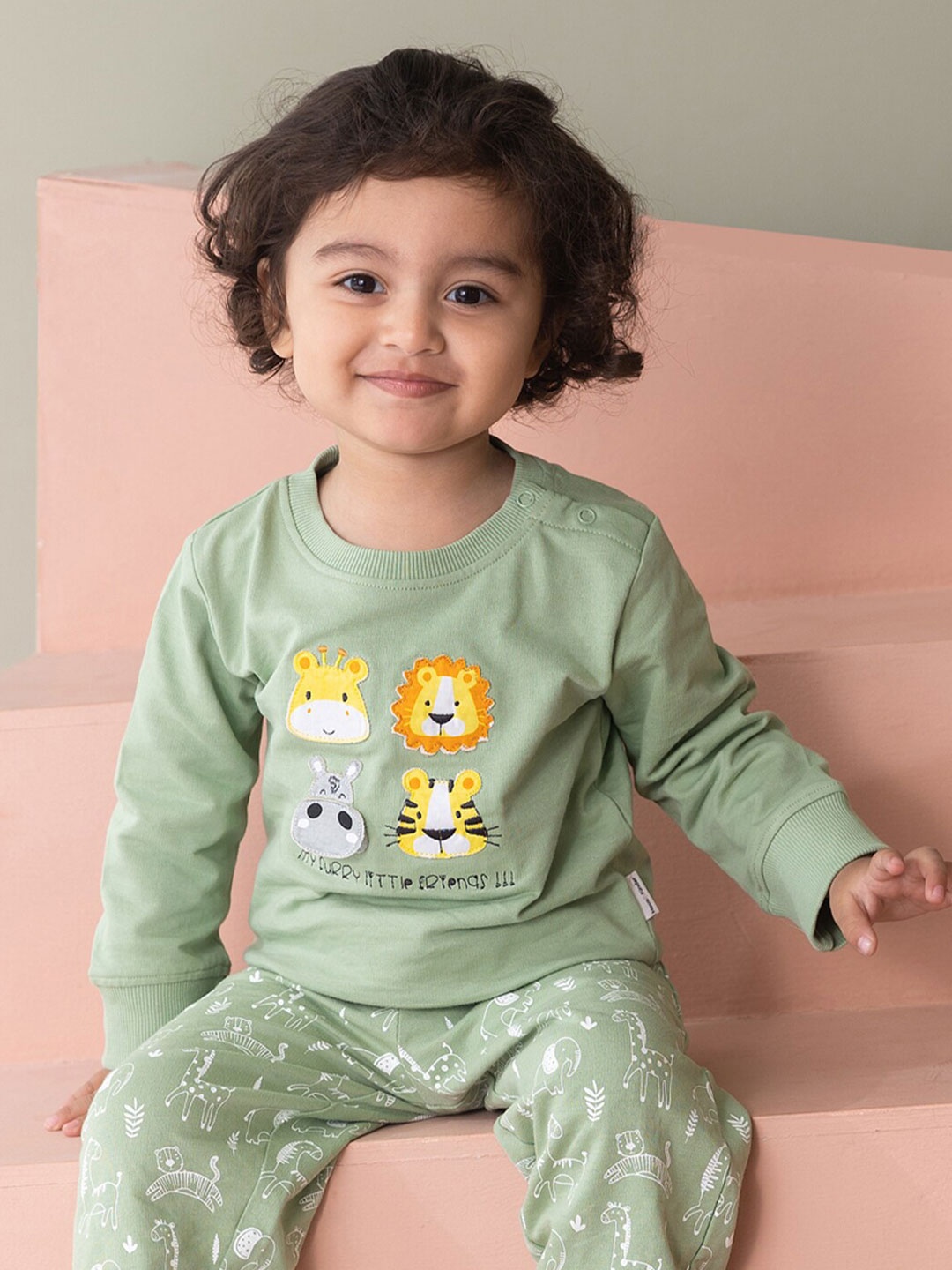 

haus & kinder Boys Graphic Printed Pure Cotton Sweatshirt, Green
