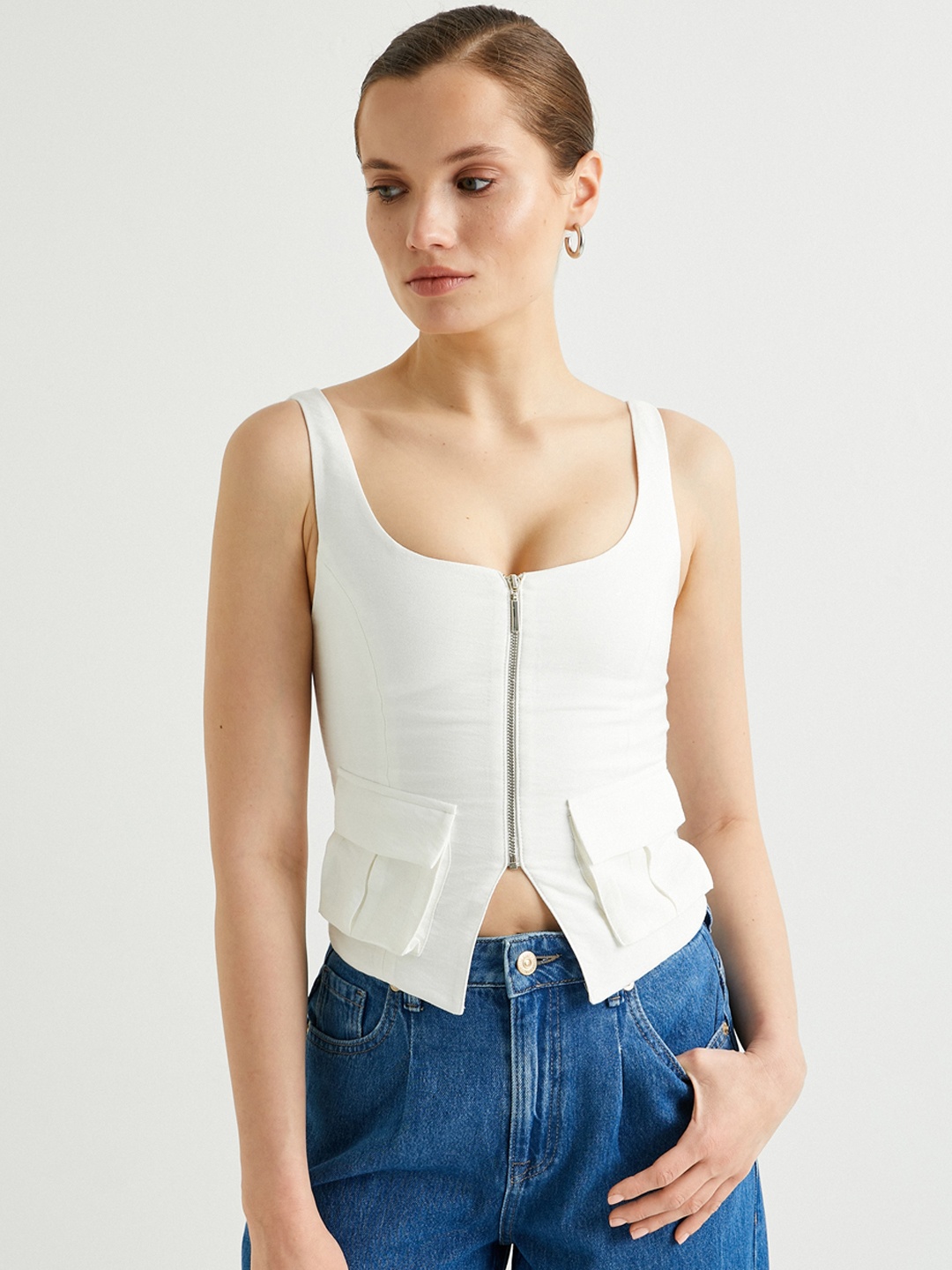 

Koton Round Neck Sleeveless Top, Off white