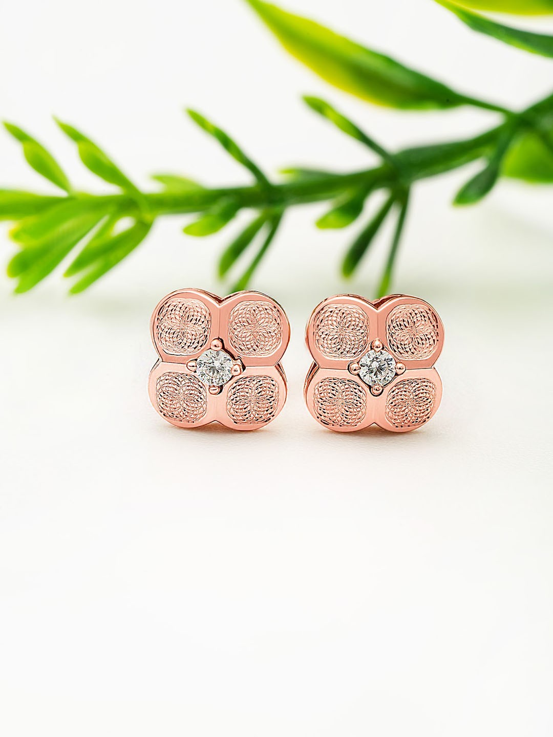 

SILBERRY 925 Sterling Silver Rose Gold Plating Studs Earrings