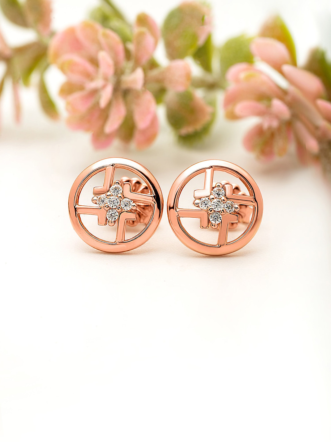 

SILBERRY 925 Sterling Silver Rose Gold Plating Studs Earrings