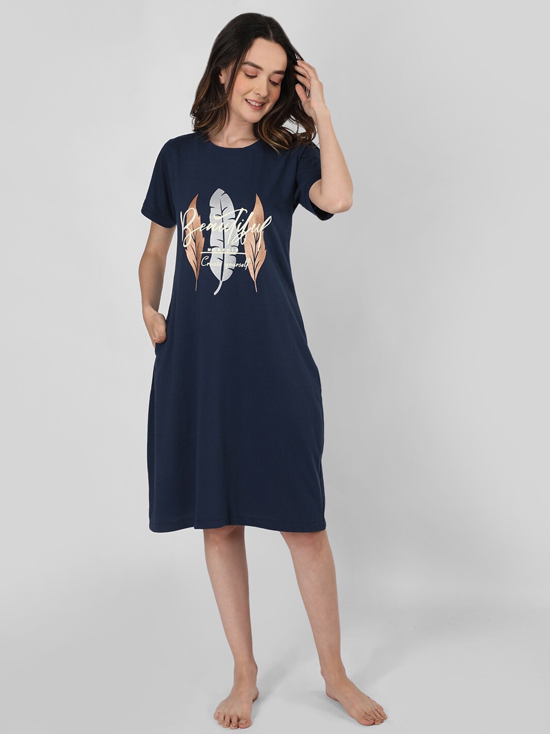 

Duchess Printed T-Shirt Nightdress, Blue