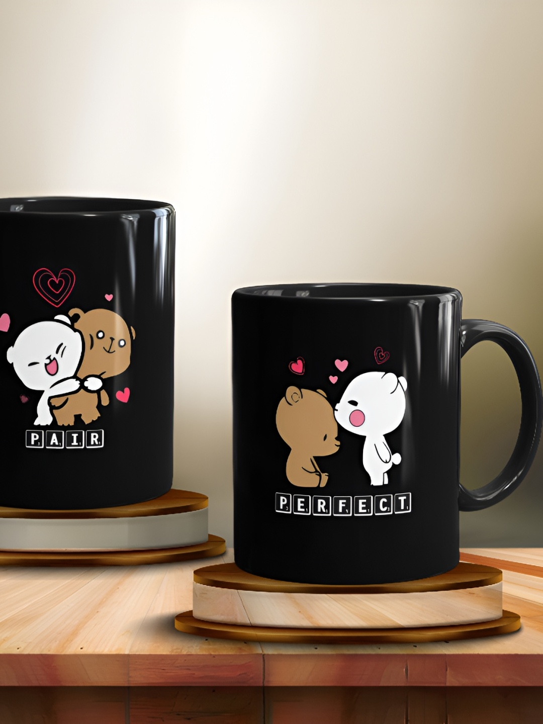 

Gift Arcadia Black 2 Pieces Ceramic Glossy Mugs 330 ml