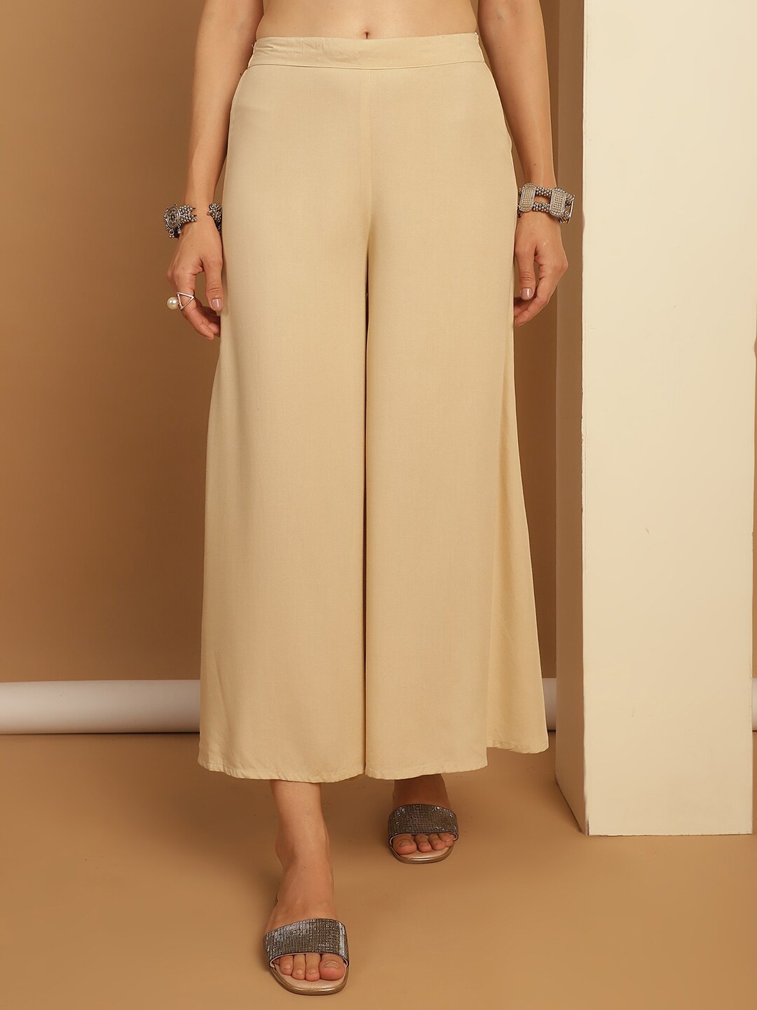 

Jompers Women Wide Leg Palazzos, Beige