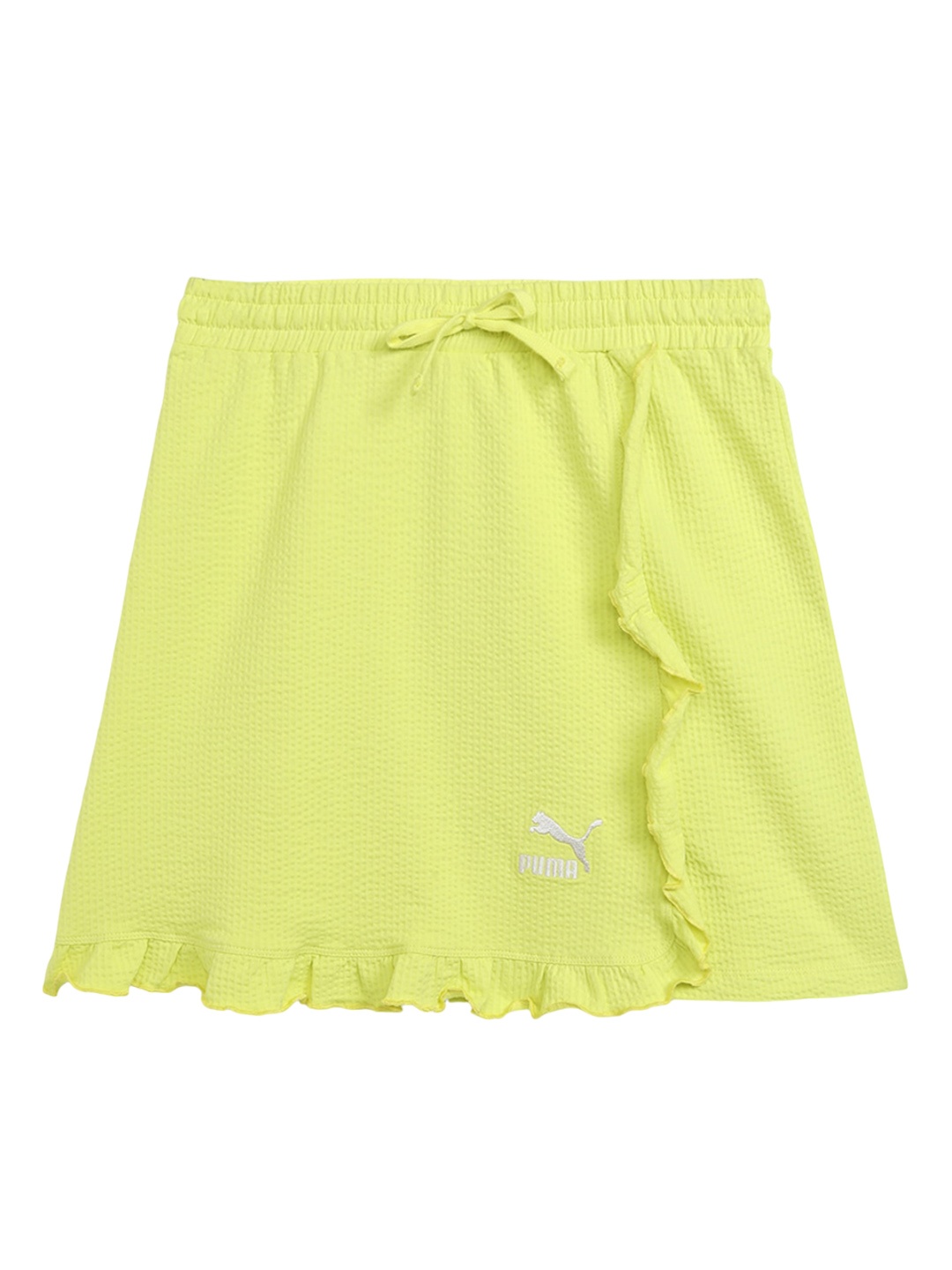 

Puma Girls Cotton A-Line Ruffles Skirt, Green