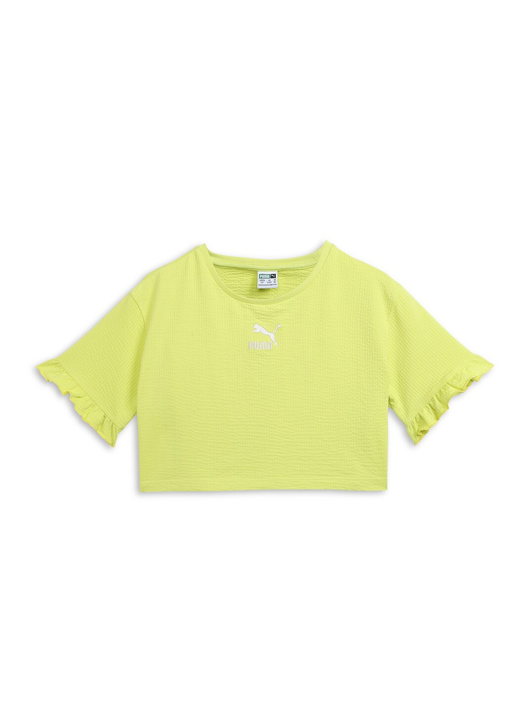 

Puma Ruffles Girl's Relaxed Fit Short Sleeves Round Neck Cotton Tee, Green
