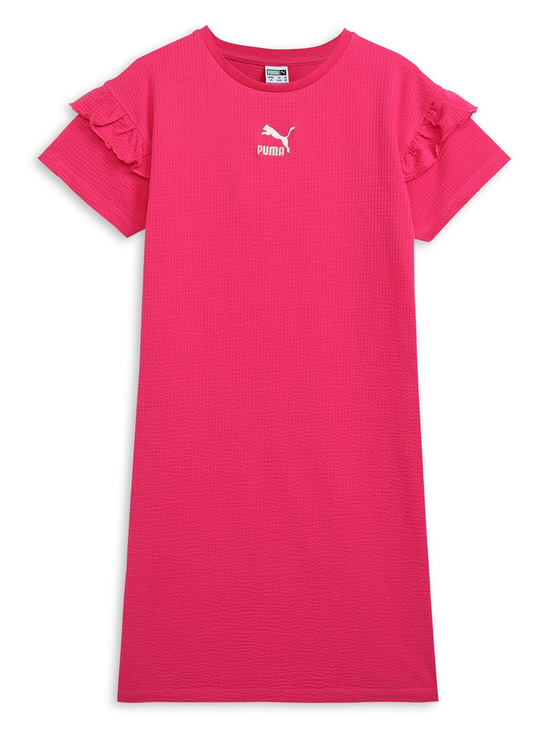

Puma Girls Crew Neck Ruffles Cotton Dress, Pink